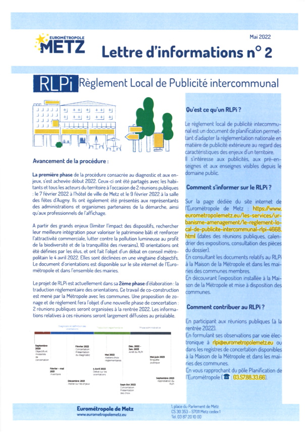 Règlement Local de Publicité intercommunal RLPI lettre d'information n°2