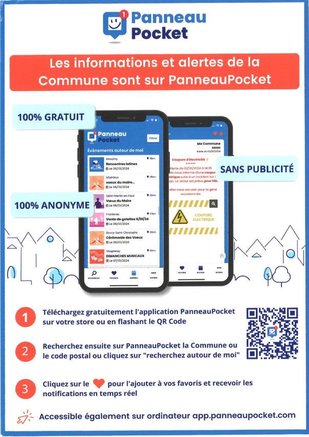 à télécharger : PANNEAU POCKET : les informations et alertes de la commune sont sur PanneauPocket